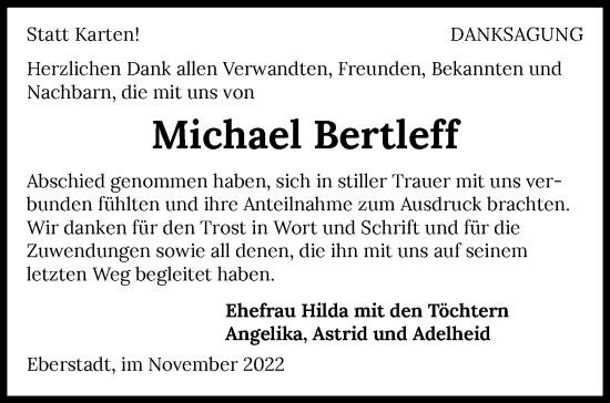 Traueranzeige von Michael Bertleff von GESAMT