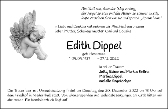 Traueranzeige von Edith Dippel von GESAMT