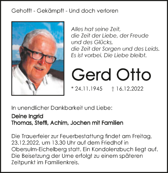 Traueranzeige von Gerd Otto von GESAMT
