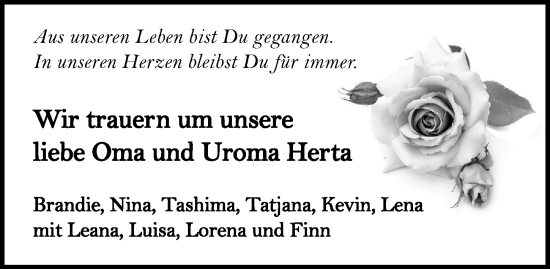 Traueranzeige von Herta Mulfinger von GESAMT