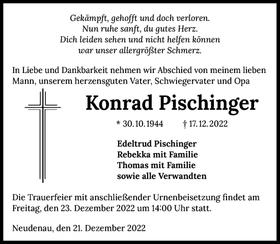 Traueranzeige von Konrad Pischinger von GESAMT