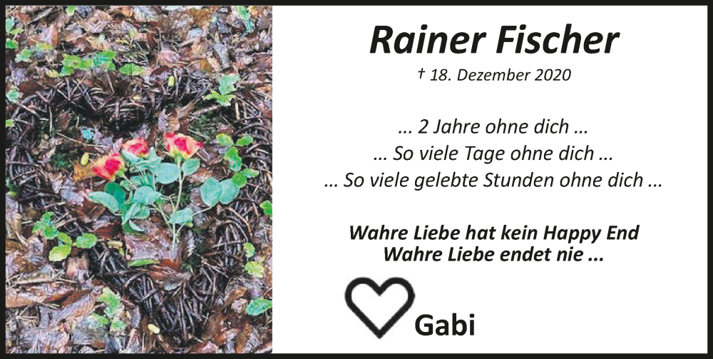  Traueranzeige für Rainer Fischer vom 17.12.2022 aus GESAMT