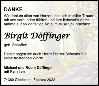 Traueranzeige von Birgit Döffinger von GESAMT