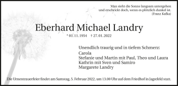 Traueranzeige von Eberhard Michael Landry von GESAMT