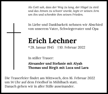 Traueranzeige von Erich Lechner von GESAMT