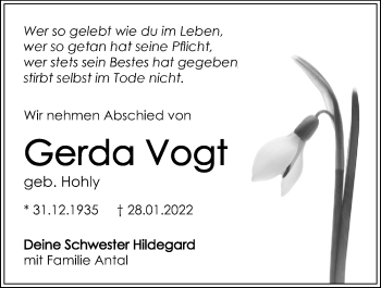 Traueranzeige von Gerda Vogt von GESAMT
