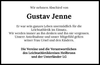 Traueranzeige von Gustav Jenne von GESAMT