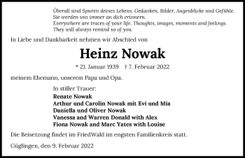 Traueranzeige von Heinz Nowak von GESAMT