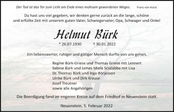 Traueranzeige von Helmut Bürk von GESAMT