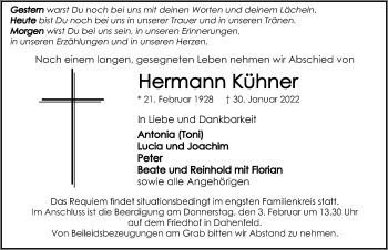 Traueranzeige von Hermann Kühner von GESAMT