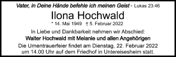 Traueranzeige von Ilona Hochwald von GESAMT