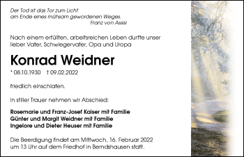 Traueranzeige von Konrad Weidner von GESAMT