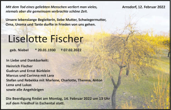 Traueranzeige von Liselotte Fischer von GESAMT