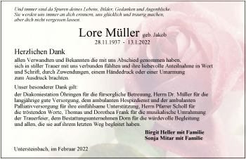 Traueranzeige von Lore Müller von GESAMT