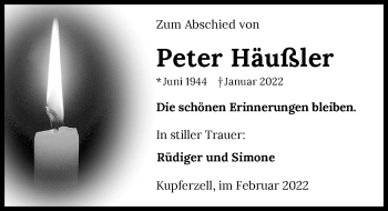 Traueranzeige von Peter Häußler von GESAMT