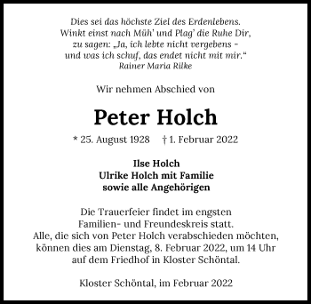 Traueranzeige von Peter Holch von GESAMT