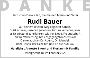 Traueranzeige von Rudi Bauer von GESAMT