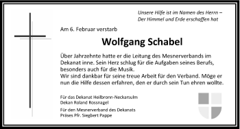 Traueranzeige von Wolfgang Schnabel von GESAMT