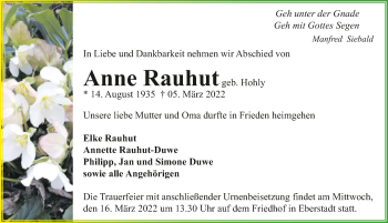 Traueranzeige von Anne Rauhut von GESAMT