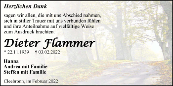 Traueranzeige von Dieter Flammer von GESAMT