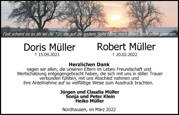 Traueranzeige von Doris Müller von GESAMT