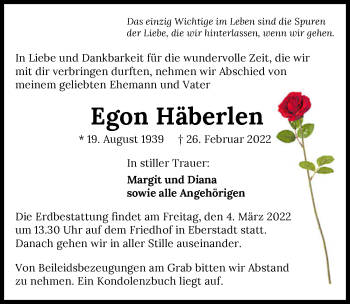 Traueranzeige von Egon Häberlen von GESAMT