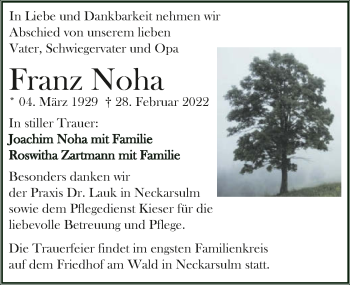 Traueranzeige von Franz Noha von GESAMT