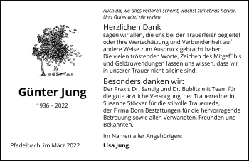 Traueranzeige von Günter Jung von GESAMT