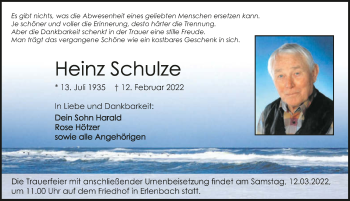 Traueranzeige von Heinz Schulze von GESAMT