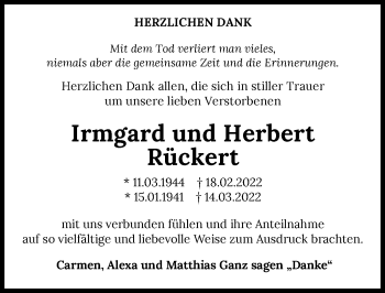 Traueranzeige von Herbert Rückert von GESAMT