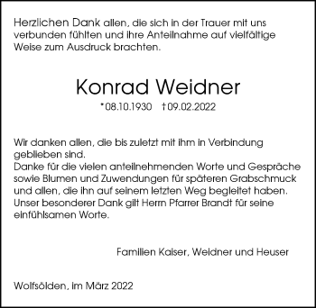 Traueranzeige von Konrad Weidner von GESAMT