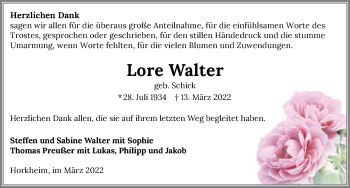 Traueranzeige von Lore Walter von GESAMT