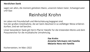 Traueranzeige von Reinhold Krohn von GESAMT