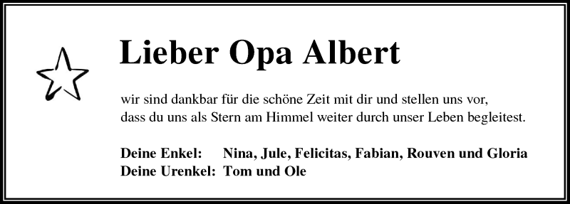  Traueranzeige für Albert Metzger vom 23.04.2022 aus GESAMT