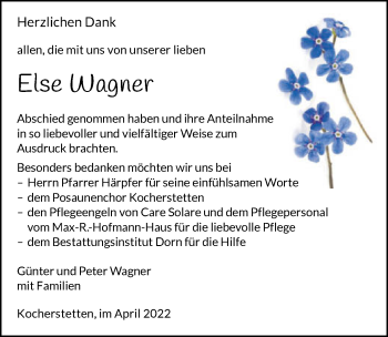 Traueranzeige von Else Wagner von GESAMT