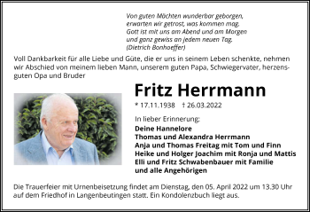 Traueranzeige von Fritz Herrmann von GESAMT