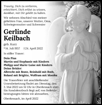 Traueranzeige von Gerlinde Keilbach von GESAMT