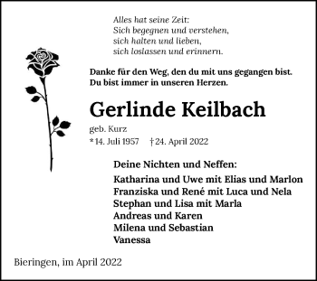 Traueranzeige von Gerlinde Keilbach von GESAMT