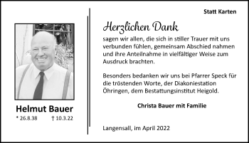 Traueranzeige von Helmut Bauer von GESAMT
