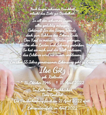 Traueranzeige von Ilse Götz von GESAMT