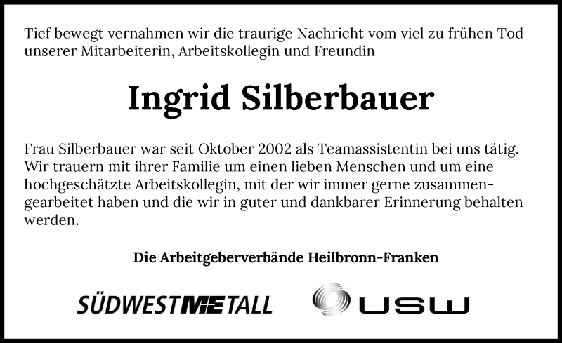  Traueranzeige für Ingrid Silberbauer vom 23.04.2022 aus GESAMT