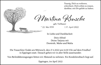 Traueranzeige von Martina Krusche von GESAMT