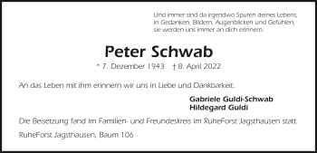 Traueranzeige von Peter Schwab von GESAMT