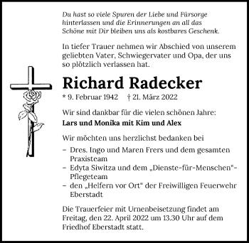 Traueranzeige von Richard Radecker von GESAMT