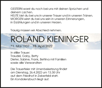 Traueranzeige von Roland Kieninger von GESAMT
