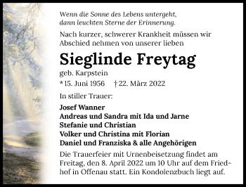 Traueranzeige von Sieglinde Freytag von GESAMT