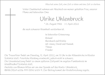 Traueranzeige von Ulrike Uhlenbruck von GESAMT