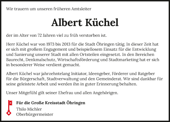 Traueranzeige von Albert Küchel von GESAMT