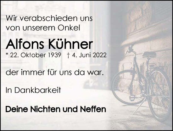 Traueranzeige von Alfons Kühner von GESAMT