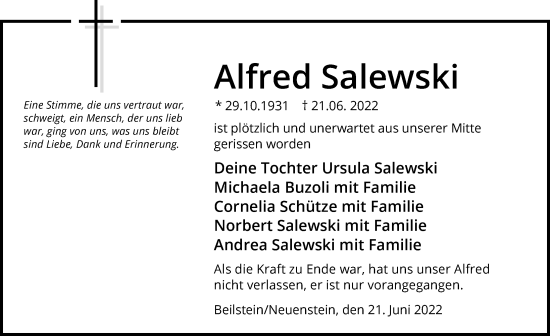 Traueranzeige von Alfred Salewski von GESAMT